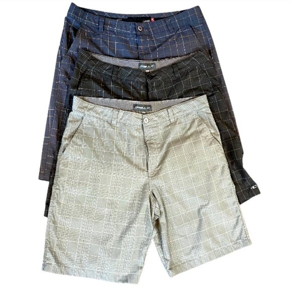 Bundle of 3 O'Neill Mens Flat Front Shorts Plaid Golf Bermuda Board Sz 38 #338F - Picture 1 of 11